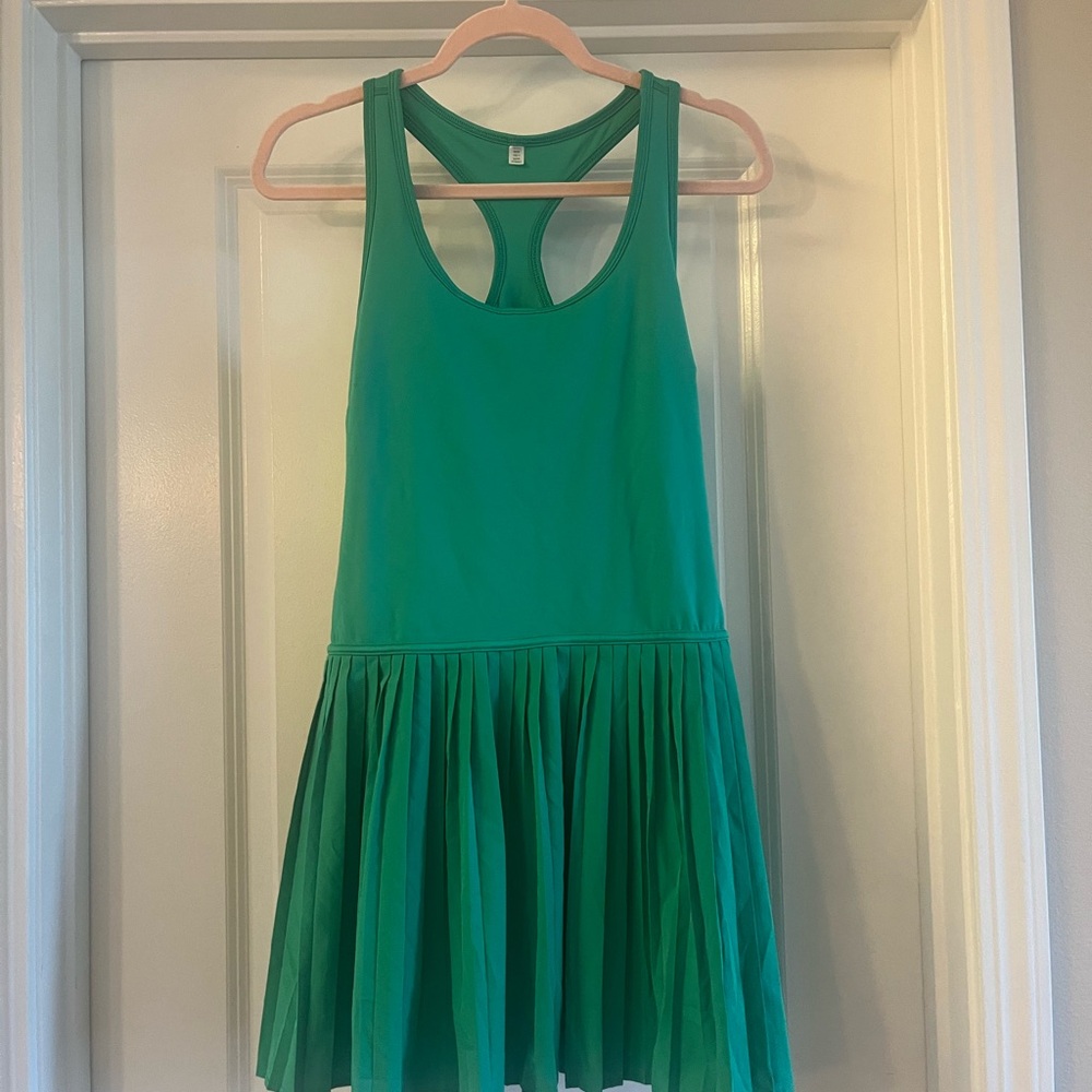 Green Racerback Pleated Tennis Dress